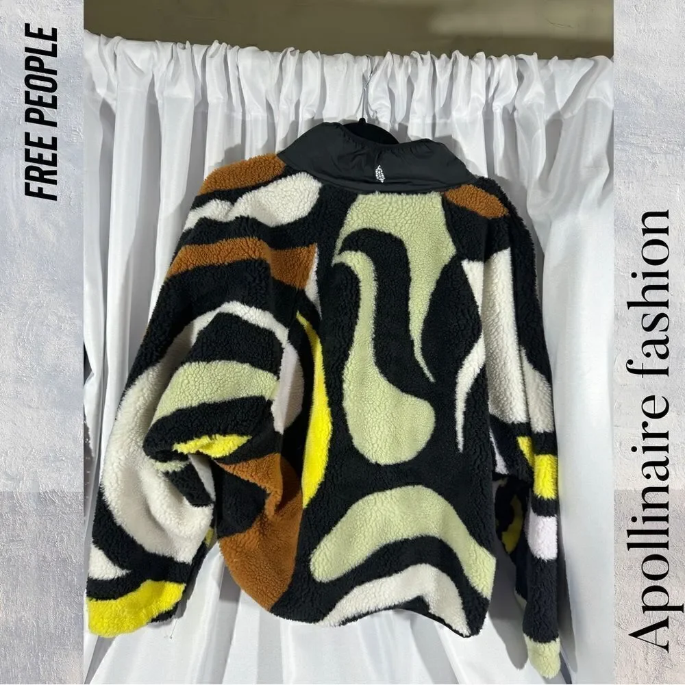 FREE PEOPLE ROCKY RIDGE FLEECE NEW  BLACK YELLOW COMBO - Picture 6 of 6